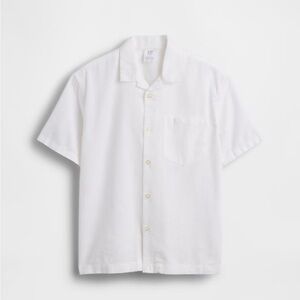 Boys Gap White Short-Sleeve linen blend button up